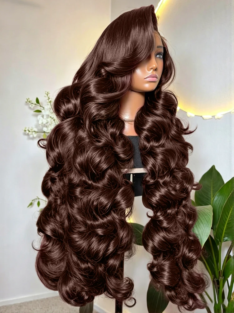 

HD Chocolate Brown 100% Human Hair Wigs 13x6 Lace Frontal Body Wave Brown Wigs Brazilian 30 Inch 13x4 Lace Front Wig 220 Density
