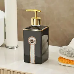 Ceramic Press Type Shampoo Bottle Gold Stroke Hand Soap Bottle Toilet Shower Gel Lotion Container Kitchen Soap Pump Dispenser