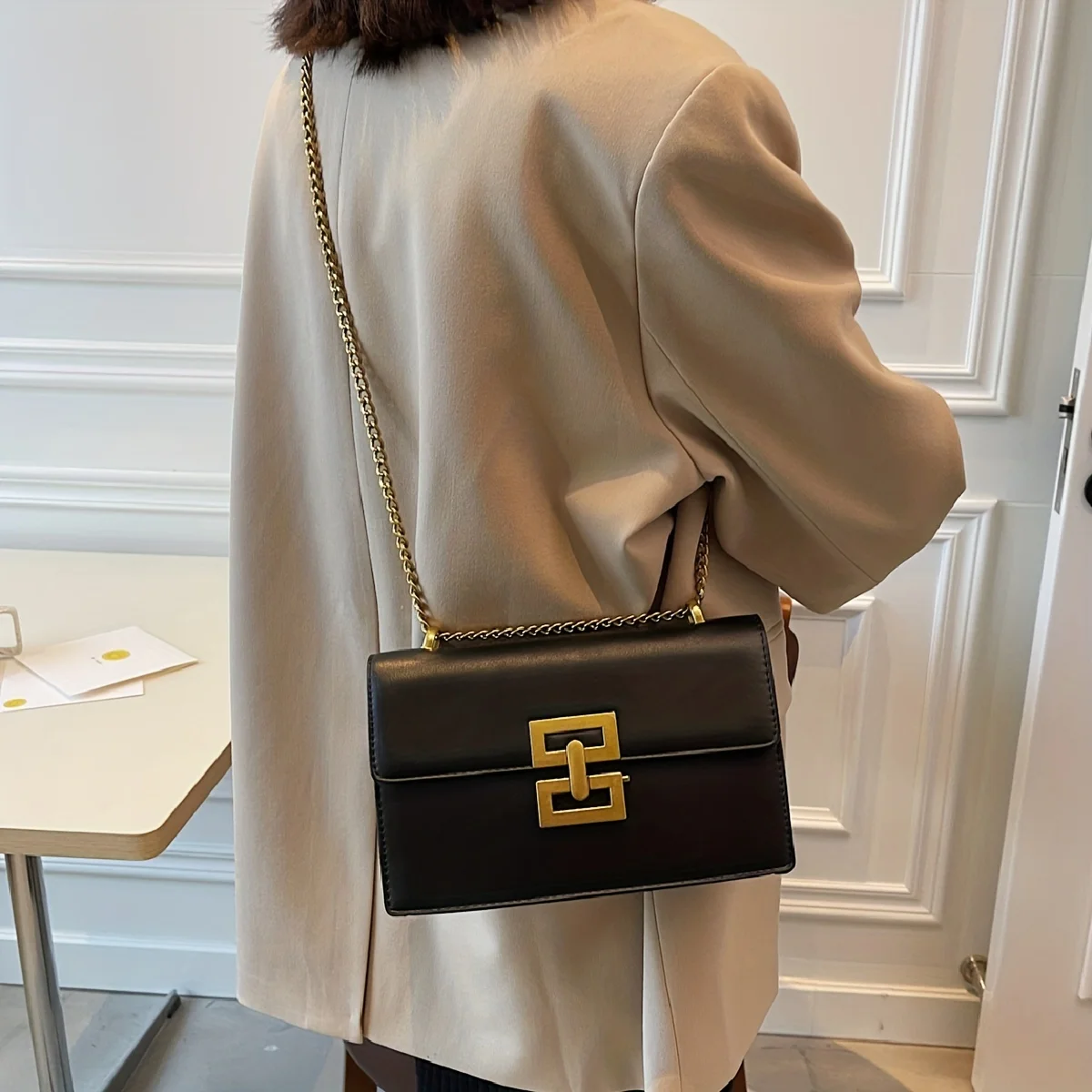 Minimalist Classic Crossbody Bag Square PU Leather Flip Wallet Women's Casual Handbag and Shoulder Bag image 4