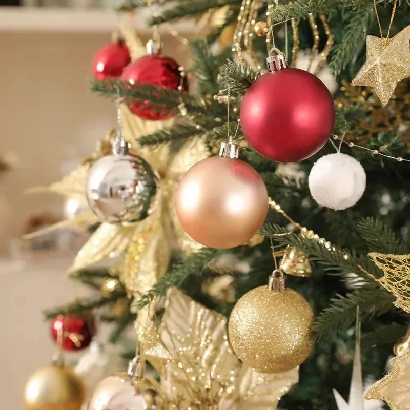 

24/pcs 4/6/8CM Painted Plastics Christmas Tree Pendant Decoration Christmas Decoration Accessories Christmas Ball Ornaments Set