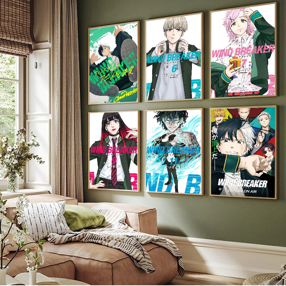 Wiatrรณwka plakaty Anime lepkie wodoodporne papierowa naklejka kawiarni Kawaii wystrรณj pokoju