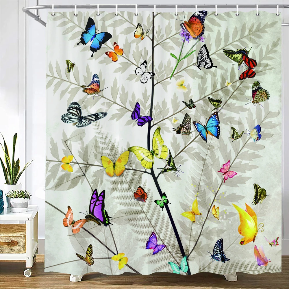 

Forest Flower and Bird Animals Shower Curtain Cartoon Waterproof Polyester Creative Personality Home Decor Bathroom Curtains