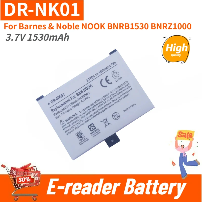 

High Quality DR-NK01 3.7V 1530mAh E-reader Battery For Barnes & Noble NOOK BNRB1530 BNRZ1000 Brand New Replacement Battery
