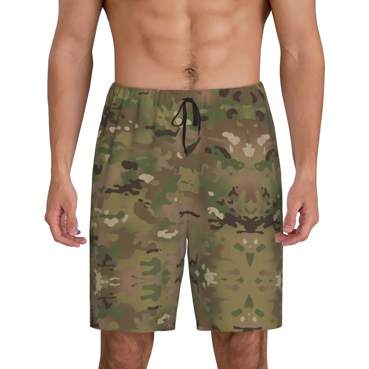 

Custom Military Camo Camouflage Army Pajama Bottoms for Men Lounge Sleep Shorts Stretch Sleepwear Pjs with Pockets