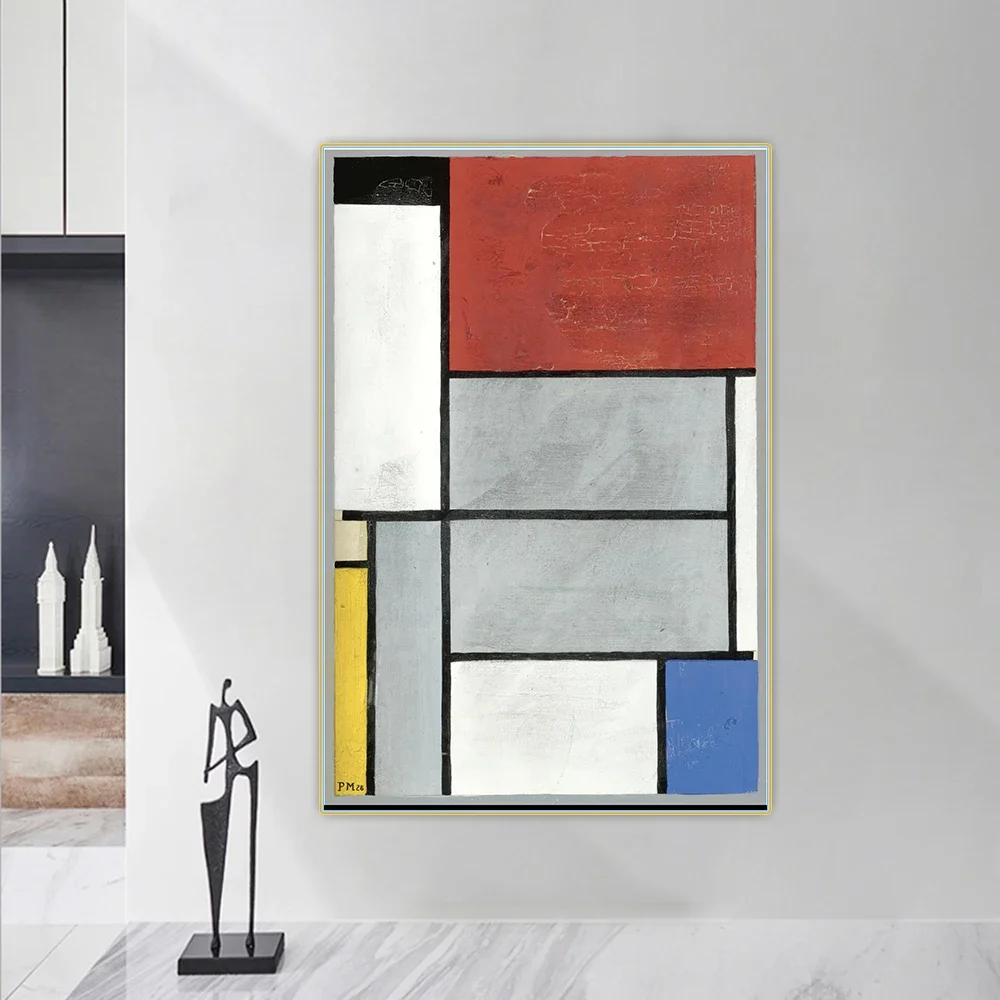 Citon Piet Mondrian《Composition With Black,Red,Grey,Yellow And Blue》Canvas Art Oil Painting Picture Wall Decorations Home Decor