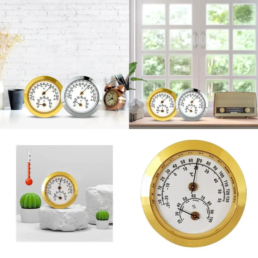 

E8BD Indoor Outdoor Thermometer 2 inches Weather Thermometers and Hygrometer No Battery Required for Patio Home or Outside