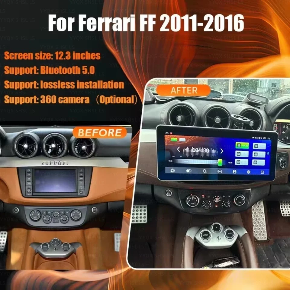 

12.3" Car Radio For Ferrari FF 2011-2016 Wireless Carplay GPS Navigation Android LCD Screen Intelligent Systems Unit 4G WIFI