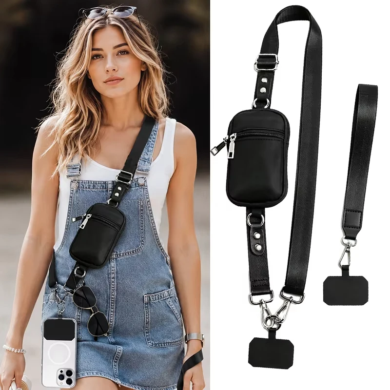 Verstellbarer Riemen, abnehmbare Umhängetasche, Damen-Brusttasche, Herren-Outdoor-Sport-Lauftasche fürs Handy, Münzgeldbörse, Kartenhalter – Detail 8