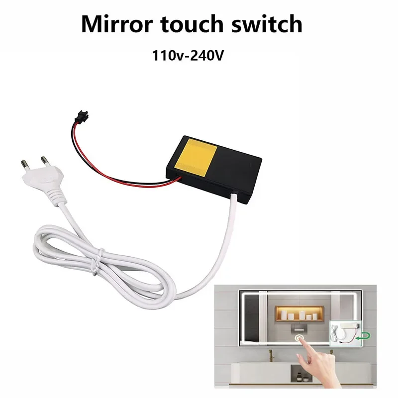 مفتاح لمس مرآة AC110V-220V مع تعتيم بدون خطوات مناسب لمرايا الحمام ومرايا صالون الشعر ومرايا المكياج حسب الطلب