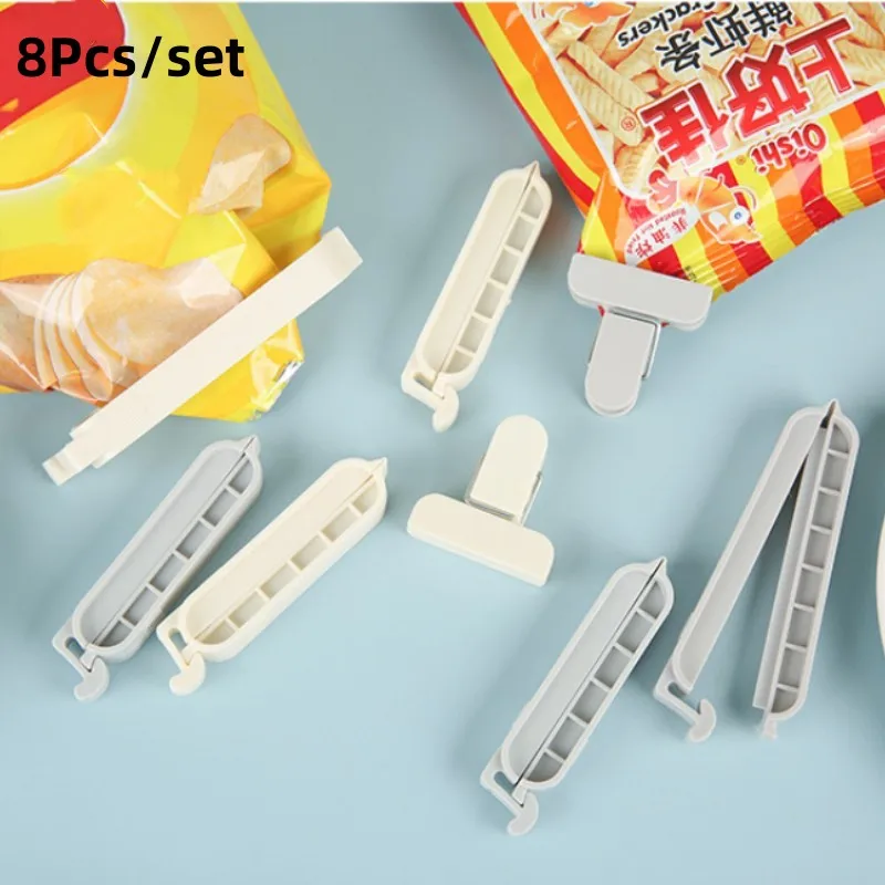 

8Pcs/set Snack Sealing Clip Set Plastic Food Clip For Milk Magnetic Bag Clips For Food Packages Food Preservation Seasoning Clip