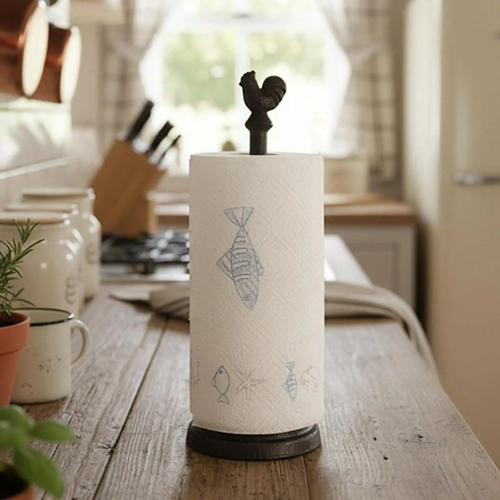 

Paper Towel Holder Standing Paper Towel Organizer Retro Home Tabletop Decor Accessory with Stable Base Tabletop Pantry Bedroom