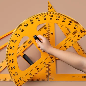 Régua triangular de ensino, transferidor, bússola, instrumentos de desenho de matemática para professores, papelaria educacional, régua reta de 50/100cm