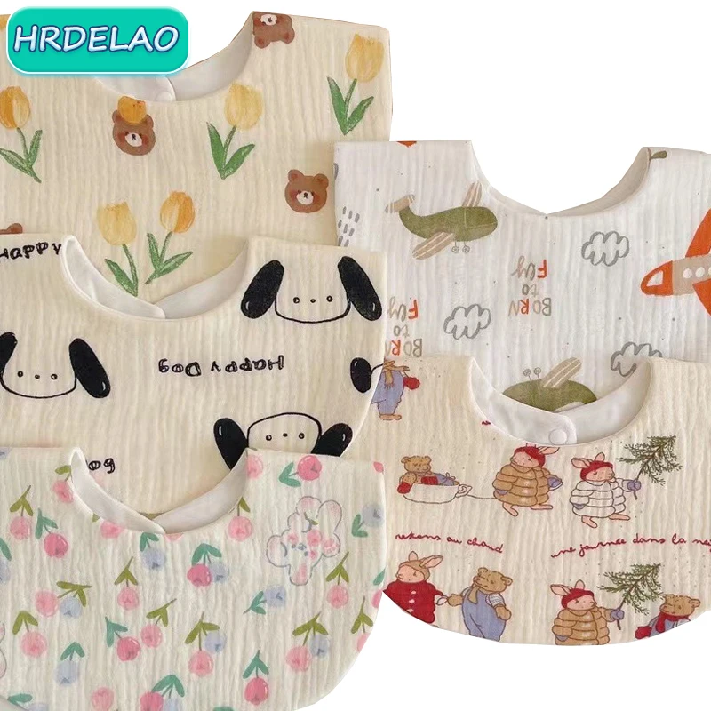 Baby 100% Cotton Bib 6 Layer Super Soft Grade Cartoon Bib Water Towel Baby Cotton Bib Waterproof Cotton Bib for Children Gift