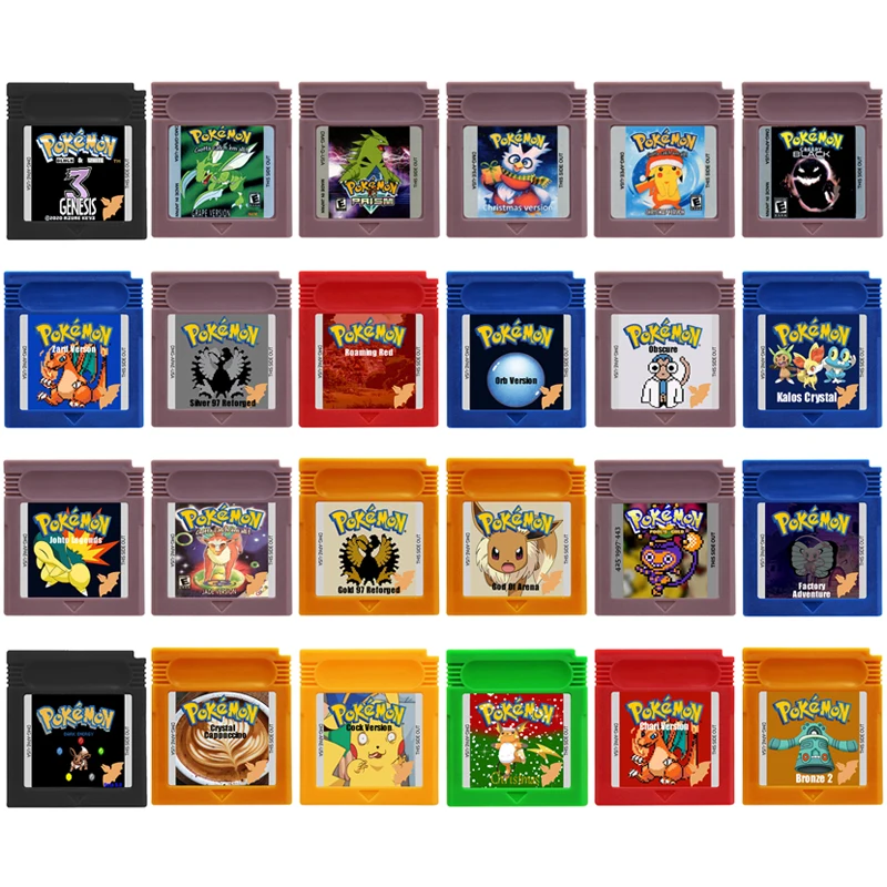 Cartucho de juegos de Pokémon GBC, tarjeta de consola de videojuegos de 16 bits, color blanco y negro, Genesis, dios de la Arena, negro espeluznante, regalo para fanáticos Retro