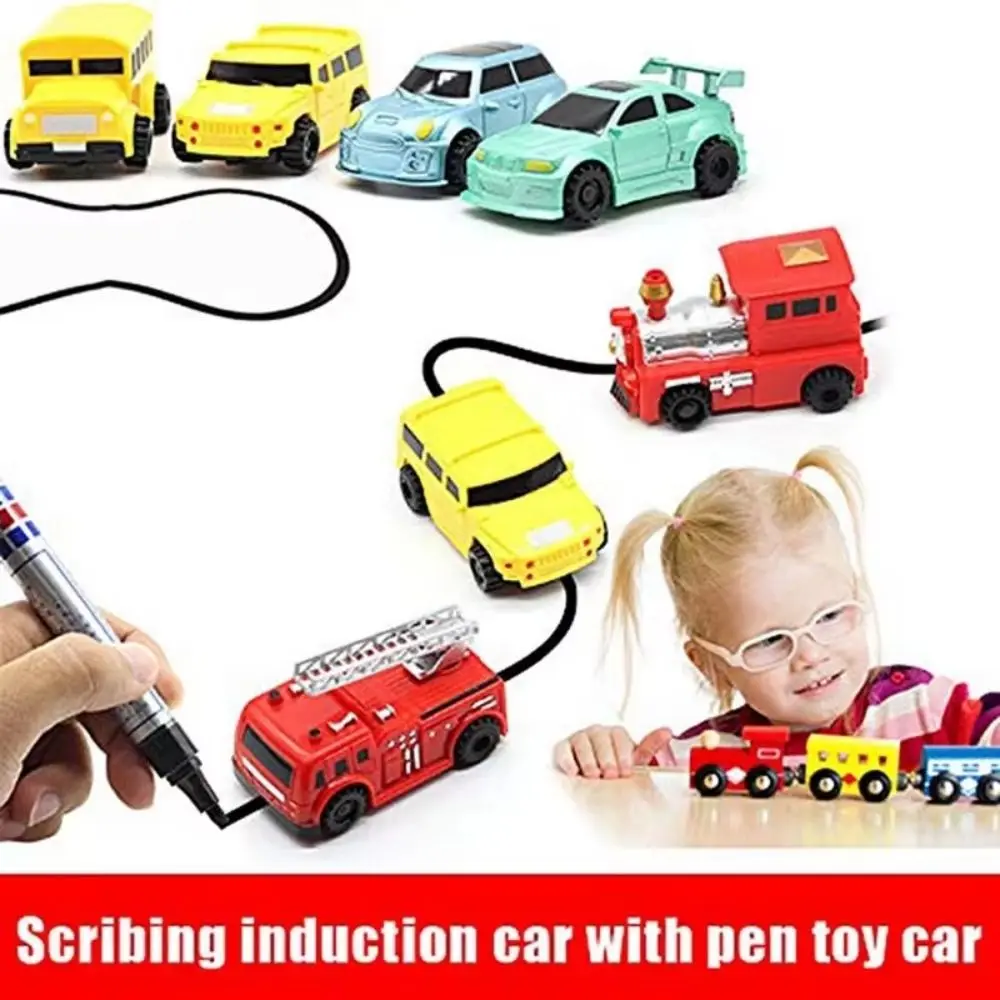Road Follow Design Automatic Car Toy Plastic Material Automatic Line Follow Toys Educational Kids Drawing Toy Kids Gift