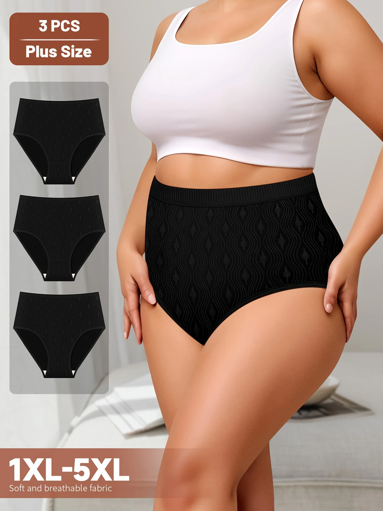 3er-Pack nahtlose Damenhöschen mit hoher Taille – Bauchkontrolle, Po-Lifting, atmungsaktive Unterwäsche, weiche Slips in Übergröße