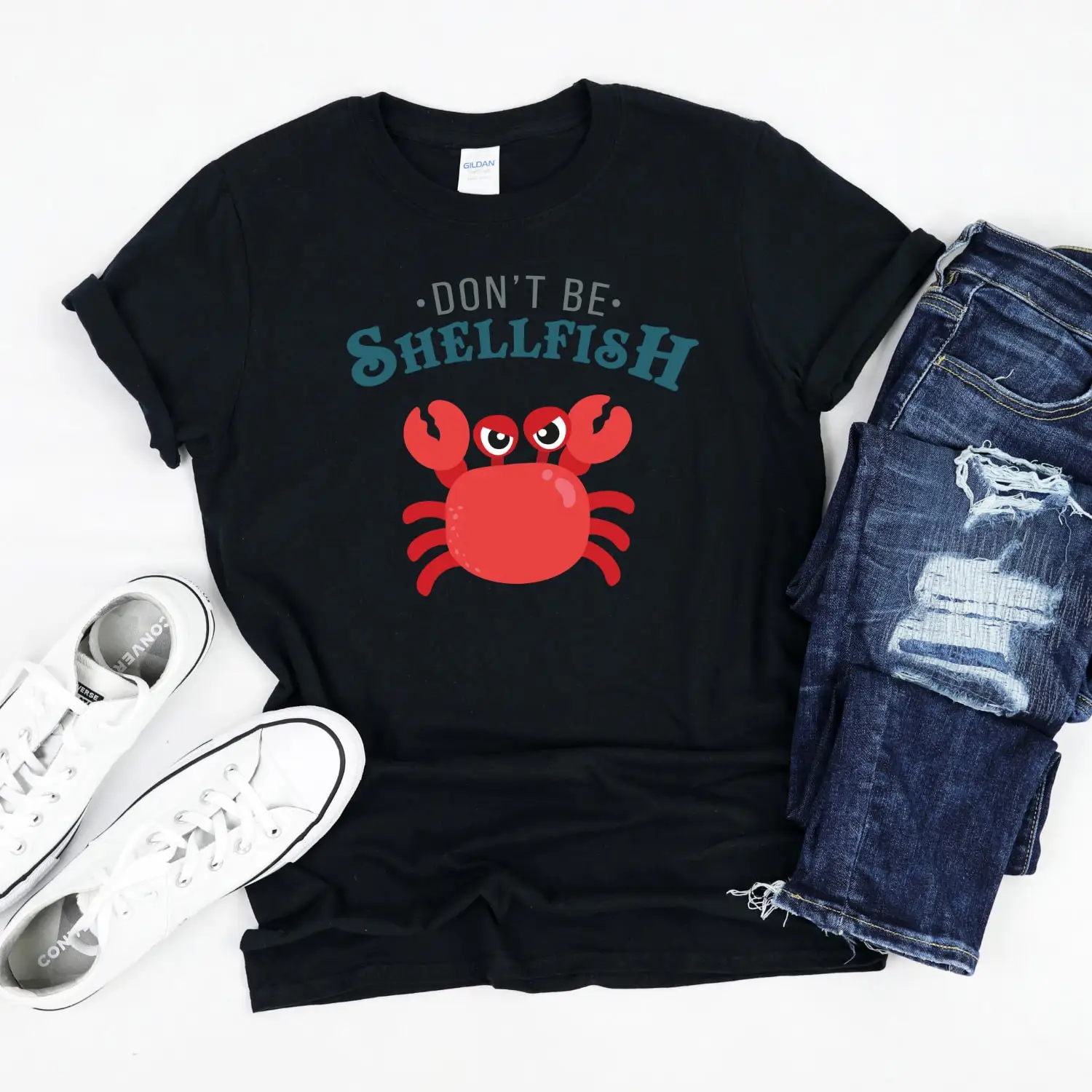 Dont be Shellfish Don't Crabby T Shirt