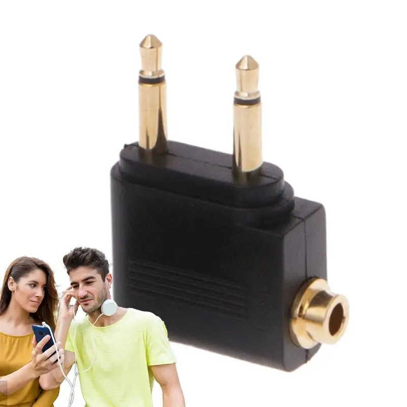 Duals 3.5mm Plug Adaptor Jack Audio Headphone Converter Adapter Headset Connector for Airline Airplane Travel Earphones