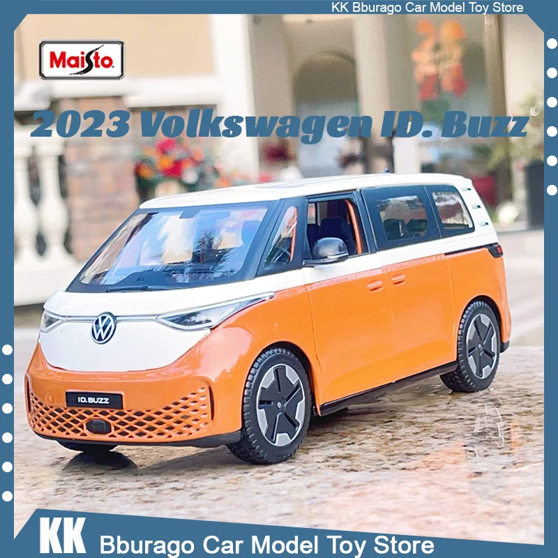 Maisto 1:25 2023 Volkswagen ID. Buzz Bus Car Alloy Luxury Vehicle Bus Diecast Model Edition Travel Taxi Toys Kids Birthday Gift