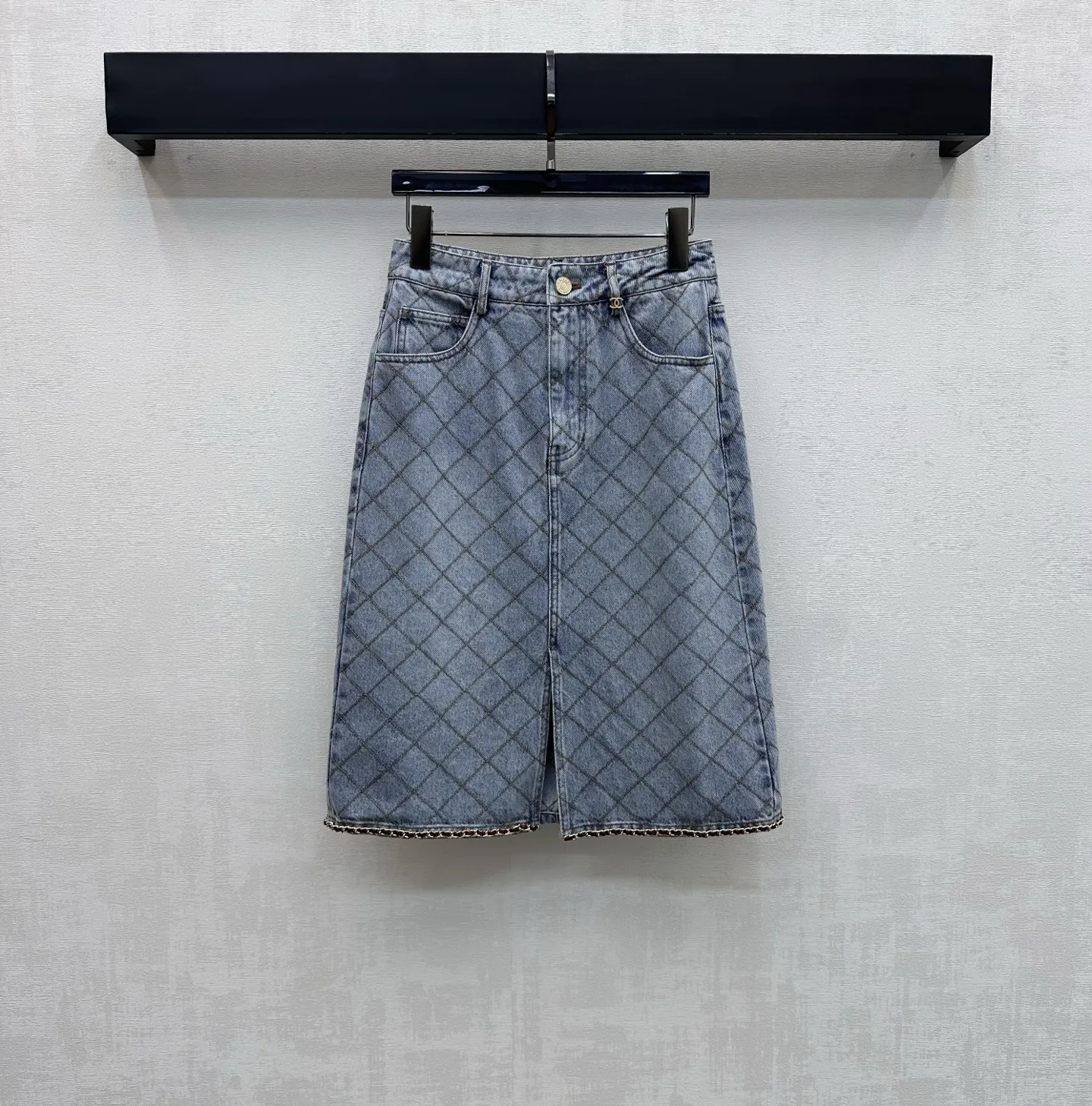 2026 New Product  Leige Chain Denim Half-Dress  Twill 100% Cotton High-Waist Full-Length Dress