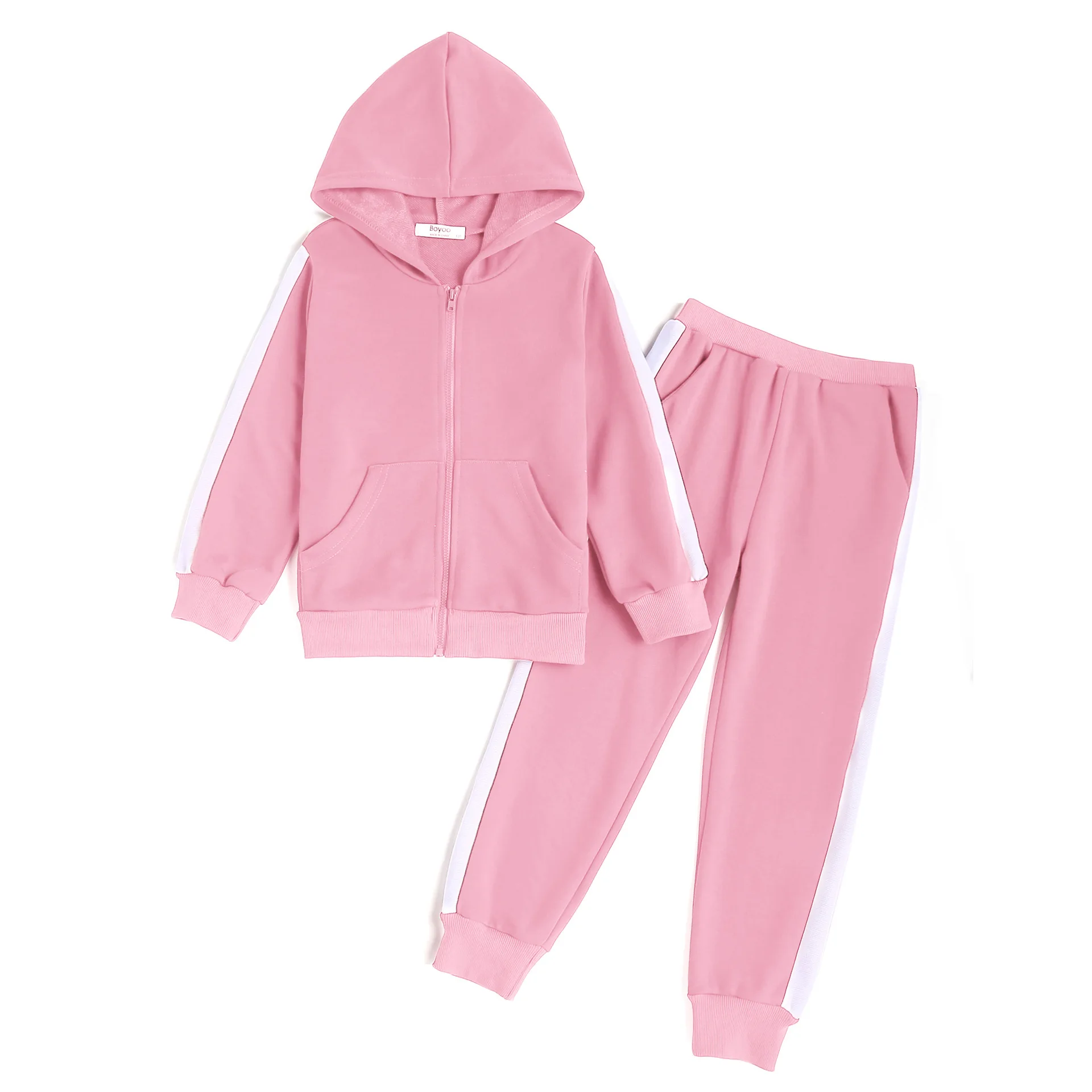 

Children's Sports Suit Long Sleeved Zipper Hooded Top Elastic Waist Casual Pants Comfortable Fit Children's Two-piece Set