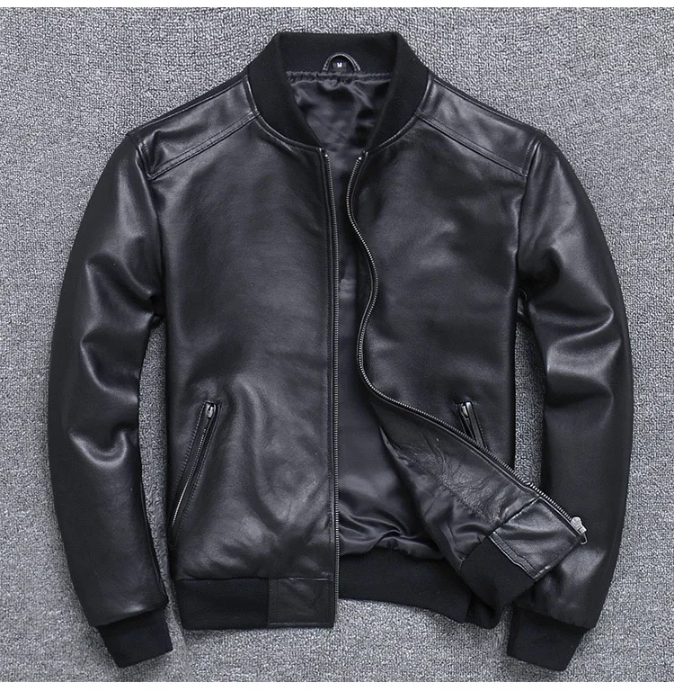 Free shipping.шевро кожа Brand classic man genuine leather coat,sheepskin top gun jacket.plus size,casual bomber pilot cloth