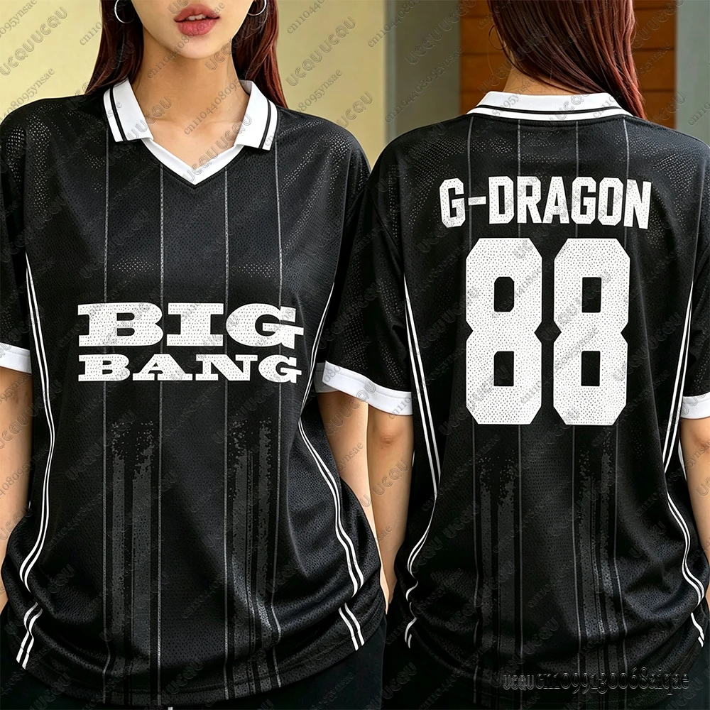 Korean Kpop Big Bang 2026 World Concert Tour Mesh Jersey For Women Fans Gift Sport Short Sleeve TAEYANG G-DRAGON Fans Y2K Tops