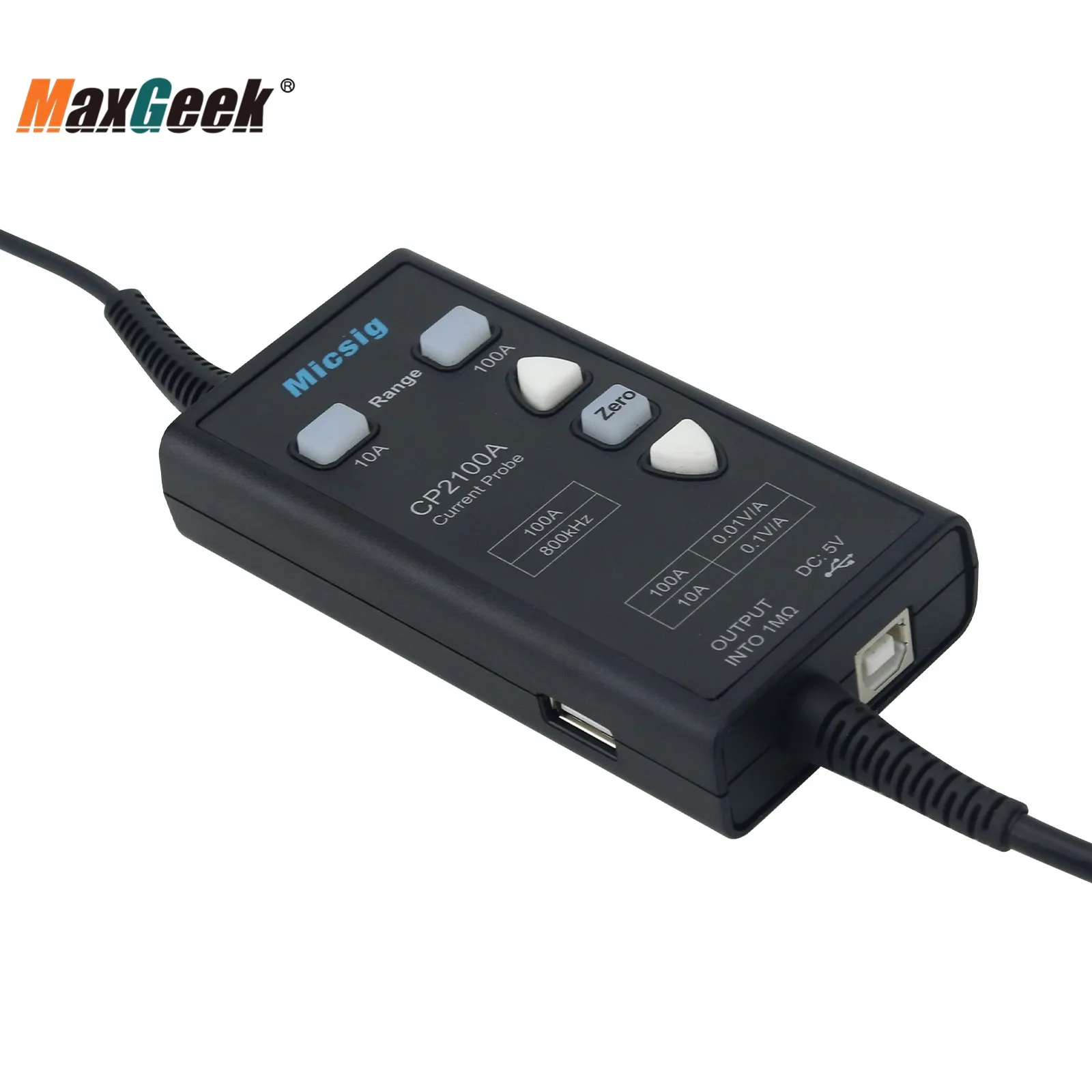 Micsig CP2100A 800KHz 10A/100A AC DC sonde de courant alimentée par USB pour oscilloscopes avec interface BNC