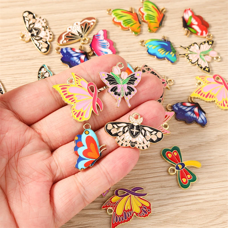 10 Stück Niedliche Bunte Emaille-Fliegender-Schmetterling-Anhänger für Schmuckherstellung Ohrringe Anhänger Halsketten Armbänder DIY-Bastelbedarf – Detail 2