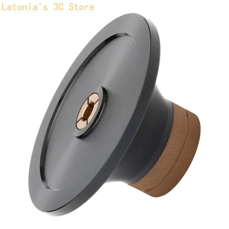 Record Clamp for Home Record Player Use, Manual Lock Metal Body with Knurled Top Grip Weight Disc Stabilizer, Dark Finish with