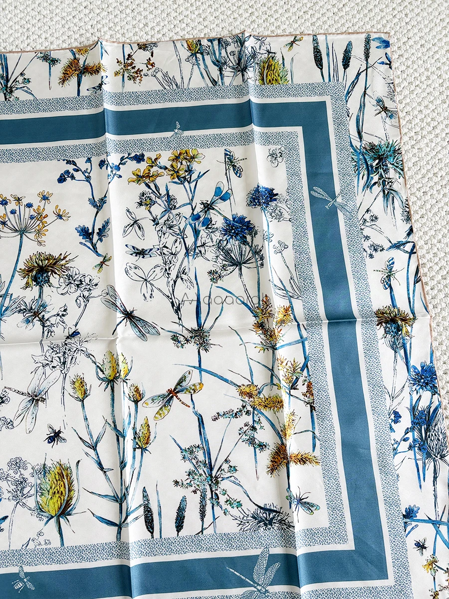 90 سنتيمتر وشاح حريري العلامة التجارية الفاخرة النساء حك وشاح اليد توالت حافة شالات عصابات الربيع رئيس إكسسوارات الشعر 90 سنتيمتر