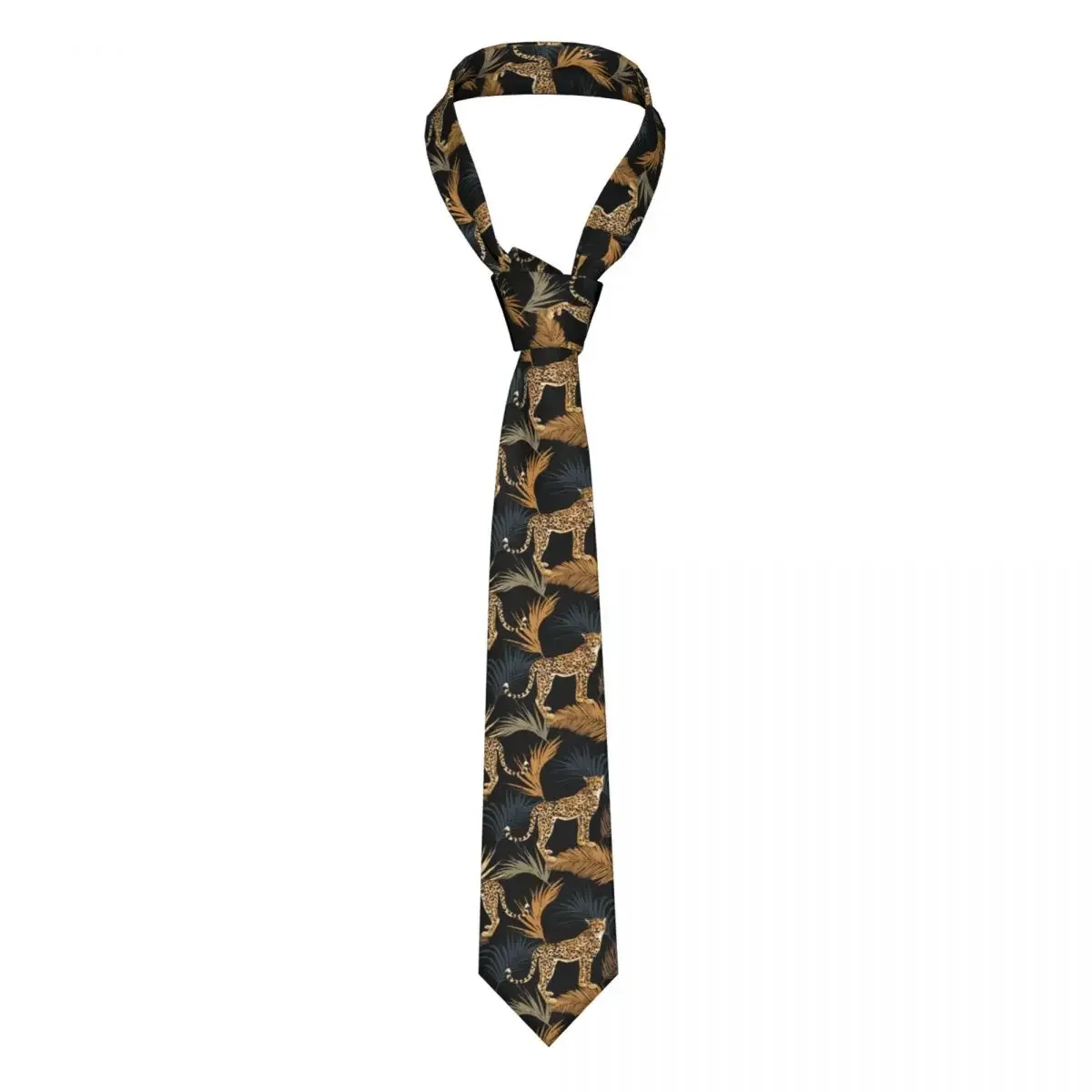 Tropical Marine With Leopard Palms Necktie Men Women Polyester 8 cm Neck Tie for Mens Casual Narrow Suits Accessories Gravatas