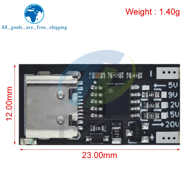 TZT Type-C PD2.0 PD3.0 9V 12V 15V 20V Fast Charge Trigger Polling Detector USB Boost Power Supply Change Module Charger Board  image 2