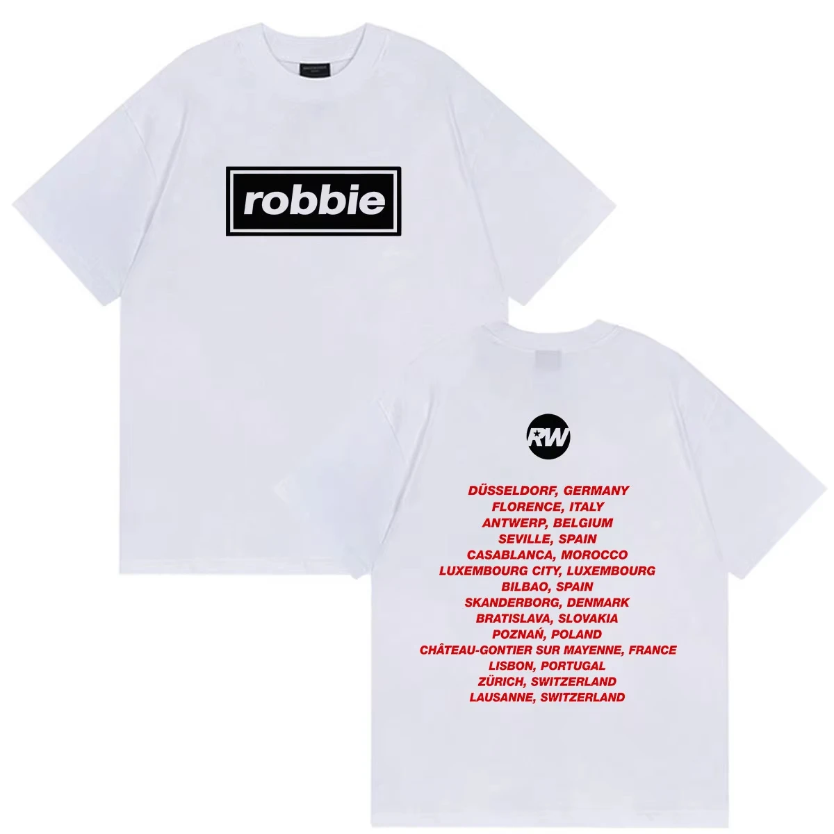 Robbie Williams Tour 2026 Print T Shirt Men's Clothes Women Fashion Pop Short Sleeve T-shirt Vintage High Quality Cotton T Shirt