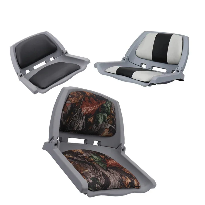 

Folding Low Back Fishing Boat Seat W/Thickened Sponge Padding Waterproof PVC Leather Fold-Down Captain Chairs for Pontoon