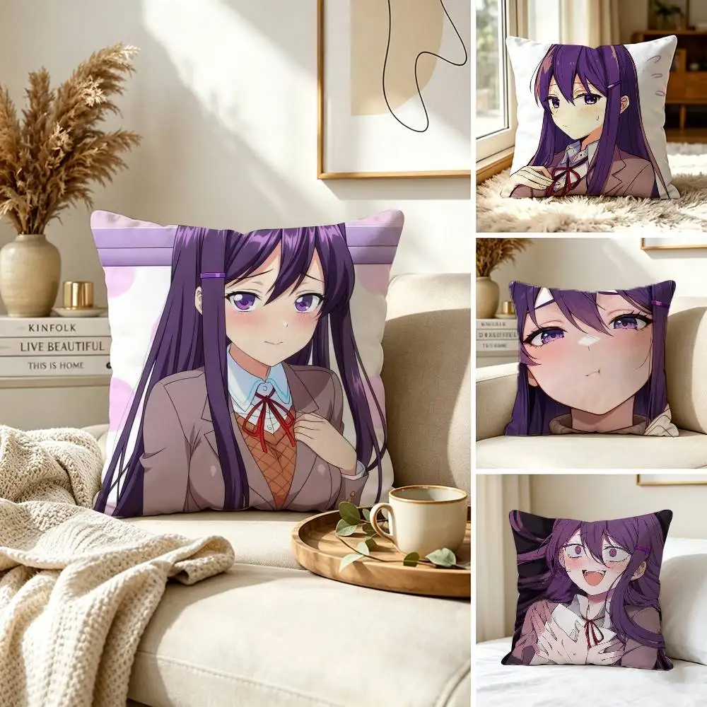 DDLC Girl Y-Yuri Pillow Case for Sofa Living Room Home office Decor Protective Cover