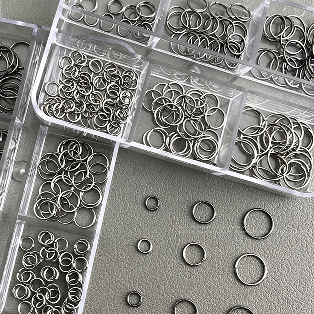 6Grids Nail Metal Jump Rings 3D Mixed 4/6/8mm Black Silver Punk Nail Piercing Charms For Gothic StY2K Dangle Pierced Nail Decors