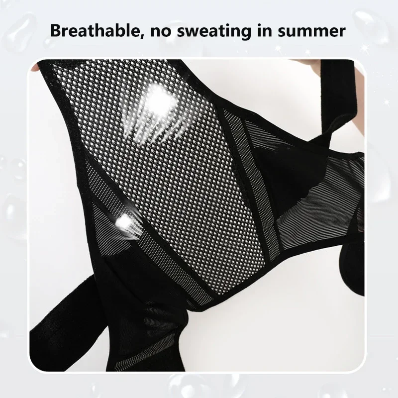 قابل للتعديل بالكامل تنفس تثبيت حزام مستقيم العمود الفقري العلوي دعم الرجال النساء الظهر هدفين مصحح الوضعية #3