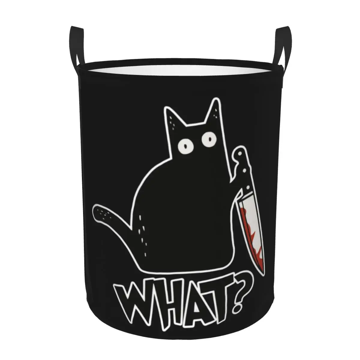 

Кошка, яка убийца, черный кот с ножом, подарок, складные корзины для белья премиум-класса, домашний органайзер для грязной одежды, большая водонепроницаемая сумка