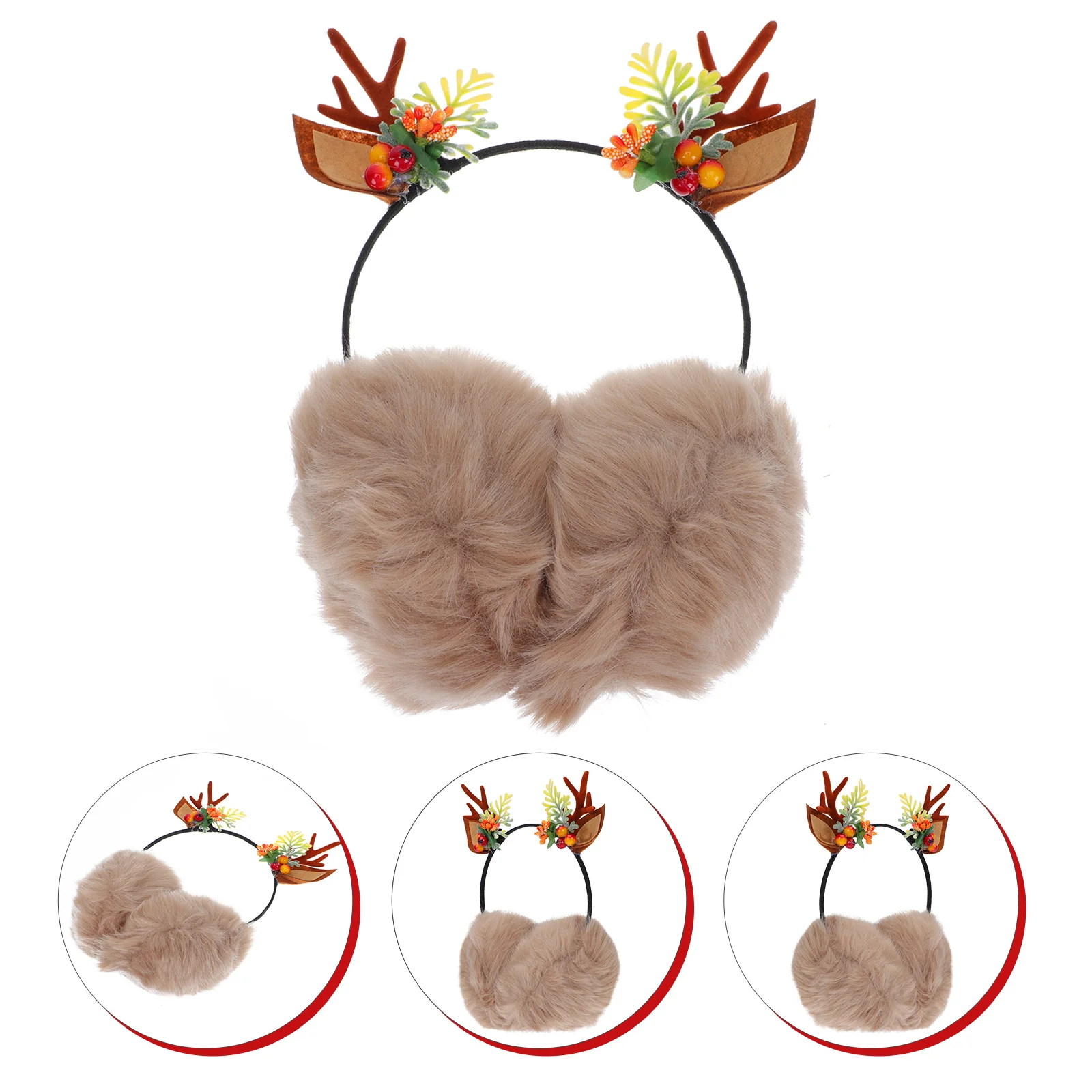 1 قطعة قرون عقال غطاء للأذنين أرنب الشعر الشتاء واقي أذن لطيف دافئ الأذن إفشل في الهواء الطلق عيد الميلاد الإكسسوارات #3