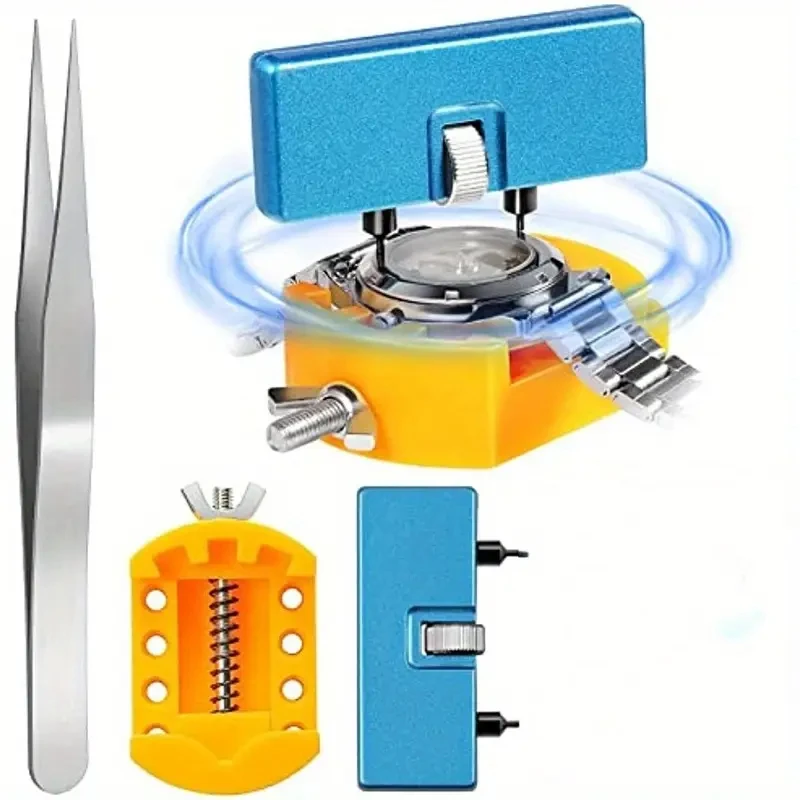 Watch Battery Replacement Kit, Watch Wrench Back Remover For Rotating Open Watch Cover, With Watch Back Remover Bracket, Tweezer