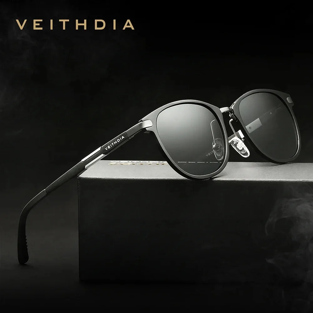 VEITHDIA Fashion Round Frame Sunglasses For Men Women Outdoor Eyewear Polarized UV400 Retro Vacation Beach Glasses FA06680