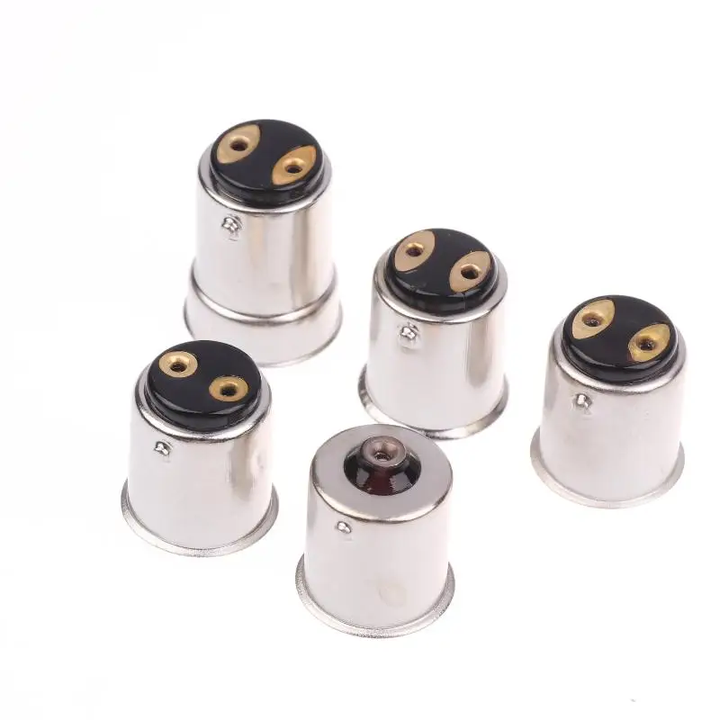 

10Pcs B15 Brass-nickel Plated Lamp Cap 1156 Single Contact Bayonet Auto Lamp Holder BA15S BAY15D Auto Bulb Holder Cap