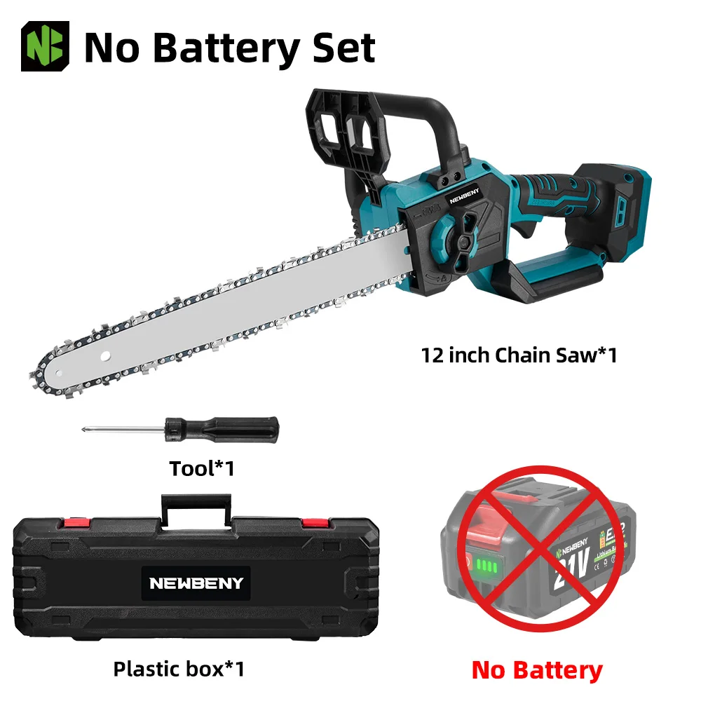 NEWBENY 12 Inch 3000 W Borstelloze Elektrische Kettingzaag Logging Saw Snoeien Houtbewerking Tuin Power Tool Voor Makita 18 V Batterij pin