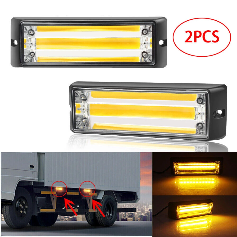 2PCS LED Strobe Beacon Light Rooftop Emergency Warning Hazard Red 12v-24V COB Stroboscope Car Trailer Flashing Light