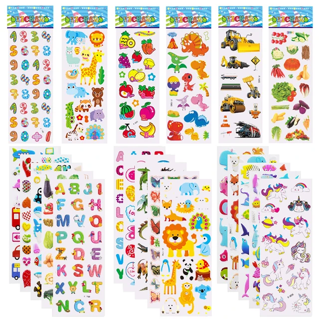 5 arkuszy Naklejki dla dzieci Puffy Naklejki na urodziny dzieci Boże Narodzenie Nowy Rok Prezent dla dziewczynki Chłopiec Scrapbooking Naklejki z kreskówek