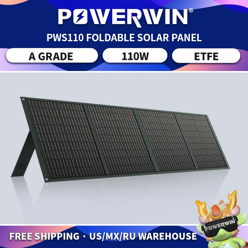 POWERWIN PWS110 Foldable Solar Panel Series/Parallel 24% Efficiency Durable  Voltage Regulator Fast QC Output RV 110W ETFE IP65