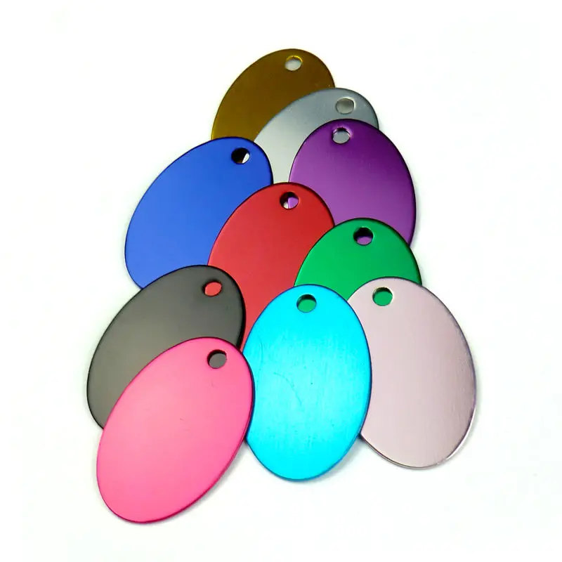 Etiqueta de aluminio anodizado para identificación de perro, etiqueta personalizada para Collar de perro, grabado personalizado, 100 unidades