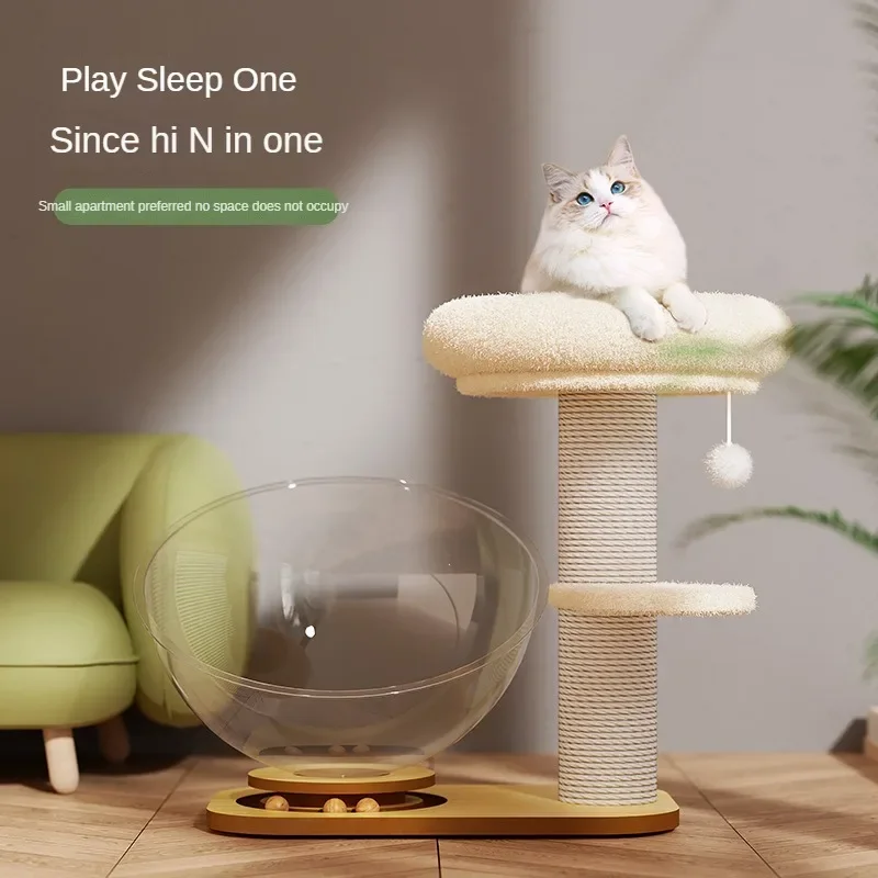 Cattery Scratch Board Cat Climbing Frame Furniture Cat Scratching Post Play with Cat Toy Turntable Scratching Post Vertical Type