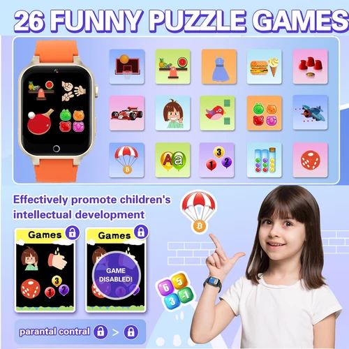 Imagen 2 del producto Juegos para niños reloj inteligente 26 juegos divertidos toma de fotos reproductor de música podómetro linterna niños reloj niños y niñas regalo de cumpleaños